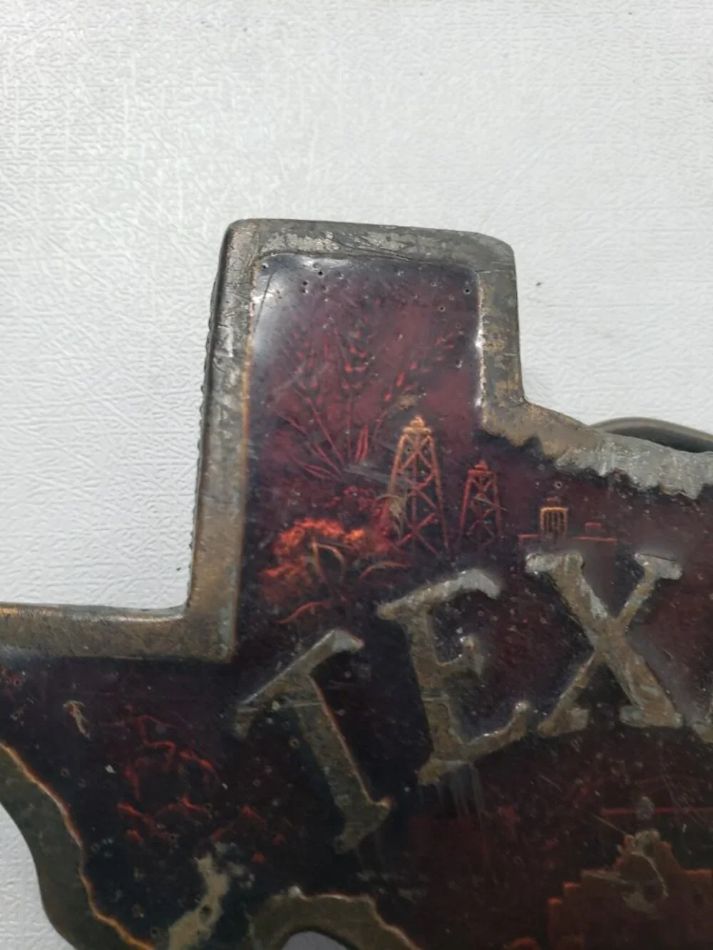 Vintage 1977 Indiana Metal Craft Texas Lone Star State Belt Buckle F-118